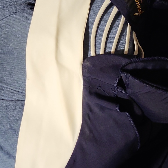 VINTAGE RARE White on Navy Dress Cutout Detail - Picture 8 of 8